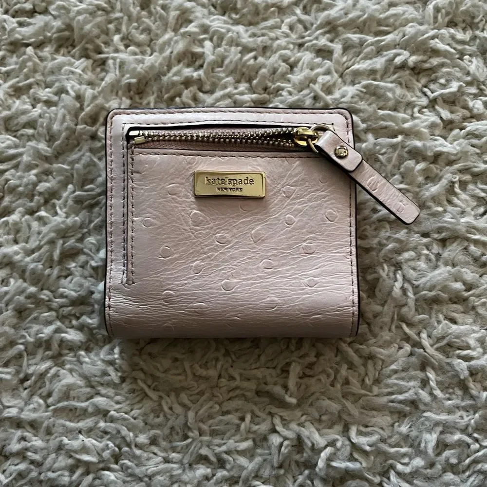 Kate Spade serenade pink ostrich mini wallet
